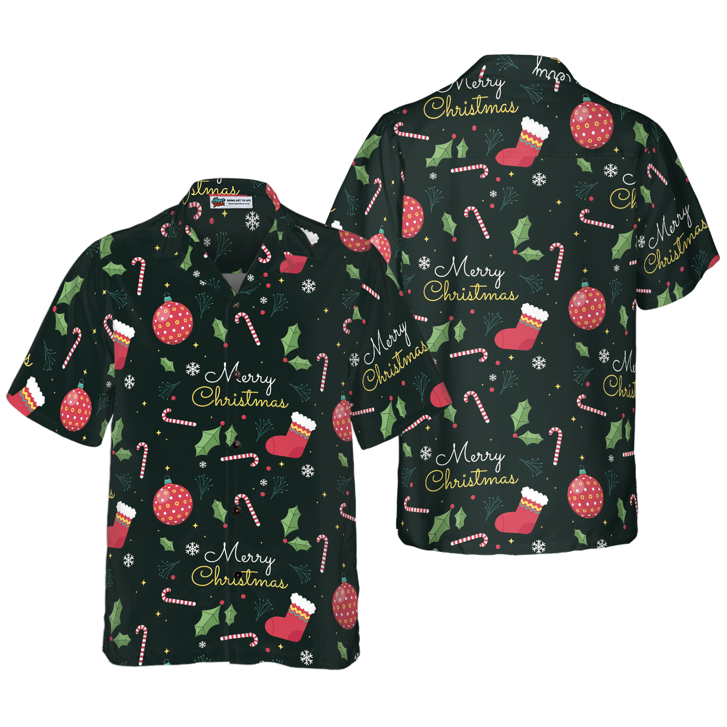 WW | Hyperfavor Weihnachts-Hawaiianhemden, Fröhliche Weihnachten Musterhemd Kurzarm, Weihnachtshemd Geschenkidee für Männer und Frauen