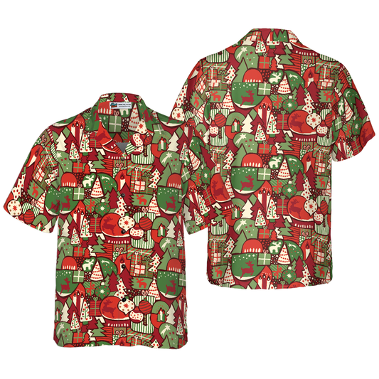 WW | Hawaiian Shirts, Christmas Gift Patterned Shirt Short Sleeve, Christmas Shirt Gift Idea for Men and Women