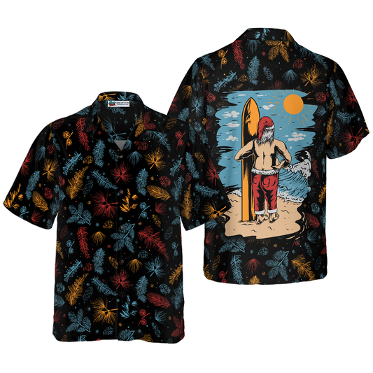 WW | Hyperfavor Santa Beach Pattern 2 Hawaiian Shirt, Christmas Shirts Short Sleeve Button Down Shirt for Men and Women