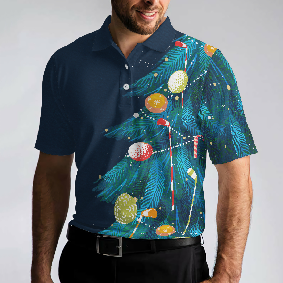 WW | Weihnachts Golf Polo Shirts - Herren Golf Polo Shirts Kurzarm - Weihnachtsbaum Muster Shirt Dry Fit - Weihnachts Shirt Geschenkidee für Männer