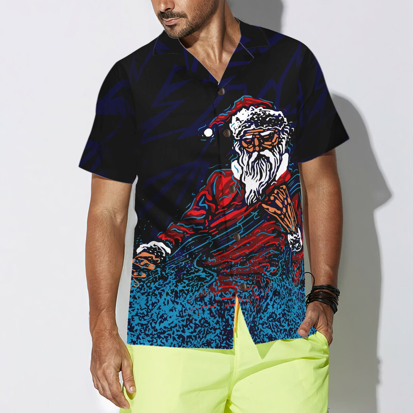WW | Hawaiian Hemden, Rock Santa Shirt Kurzarm, Weihnachtshemden Geschenkidee für Männer und Frauen