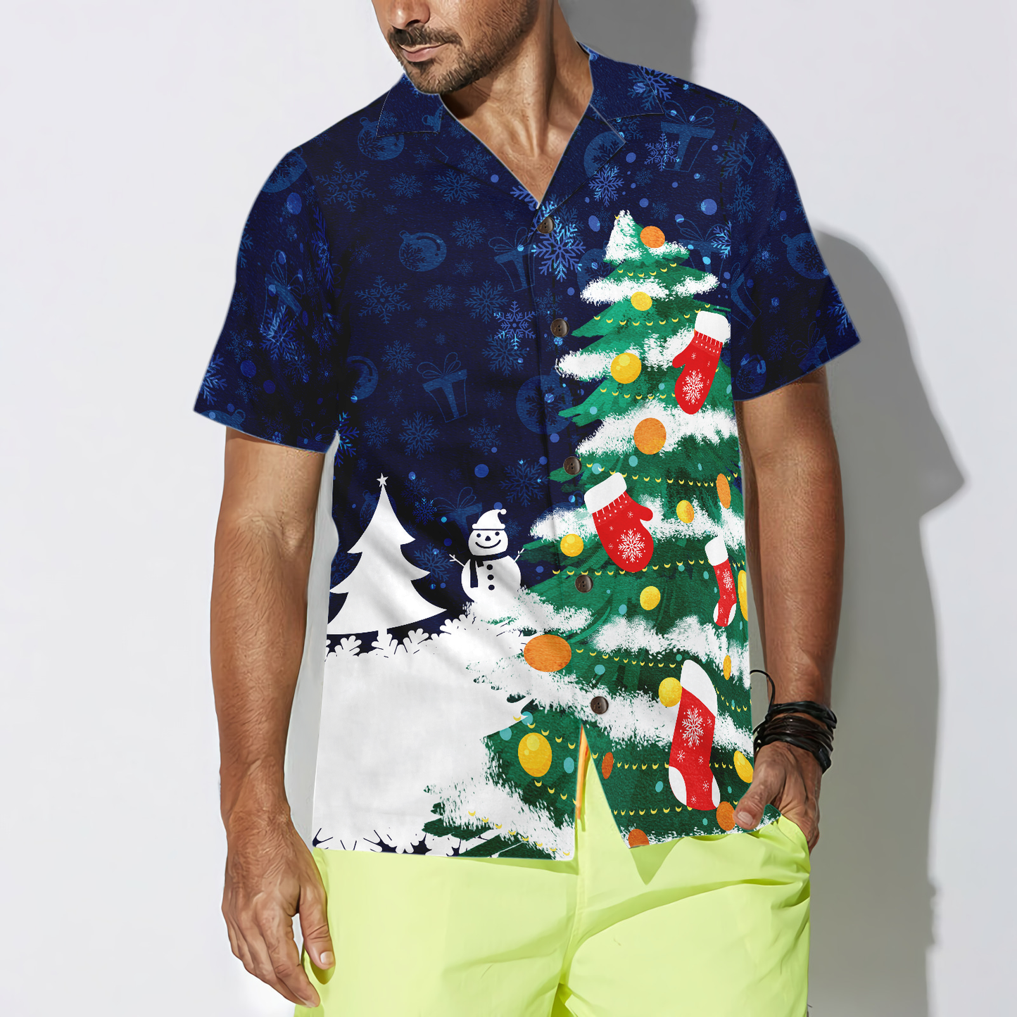 WW | Hyperfavor Weihnachtsbaum Hawaiian Shirt, Weihnachtshemden Kurzarm Button-Down-Hemd für Männer und Frauen