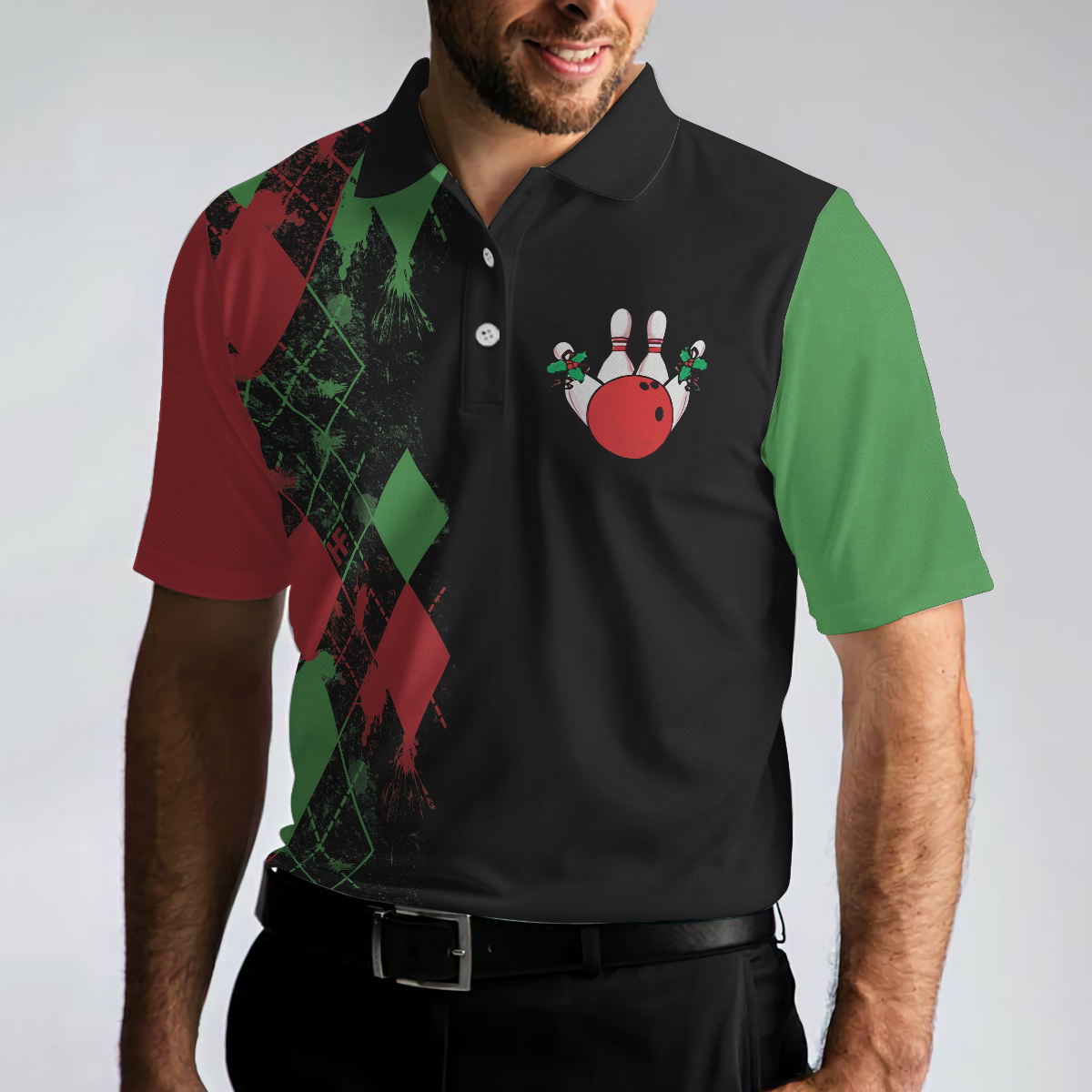 WW | Bowly Nachthemd Poloshirt, Weihnachtsmotiv Poloshirt Design, Beste Weihnachtsgeschenkidee für Bowlingliebhaber