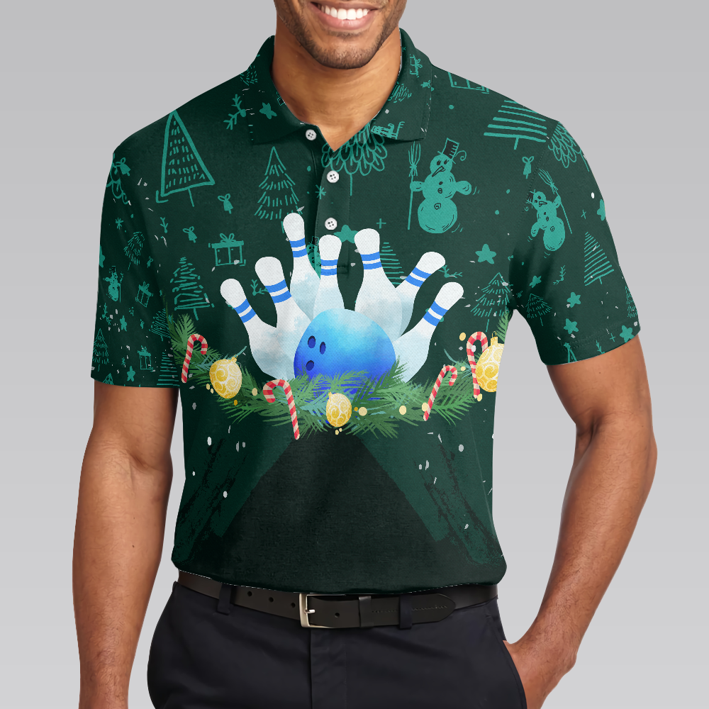 WW | Weihnachtskranz mit Bowling Herren Polohemden