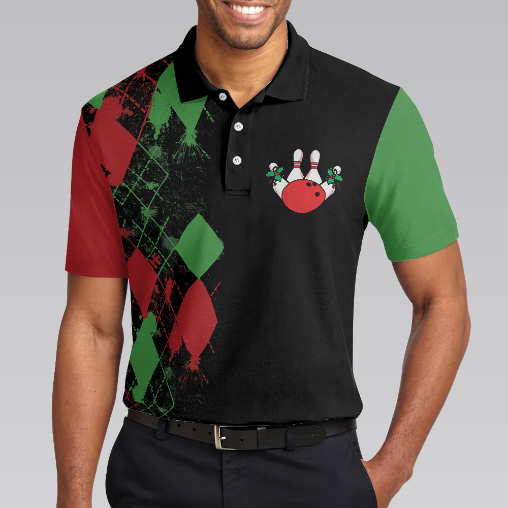 WW | Bowly Nachthemd Poloshirt, Weihnachtsmotiv Poloshirt Design, Beste Weihnachtsgeschenkidee für Bowlingliebhaber