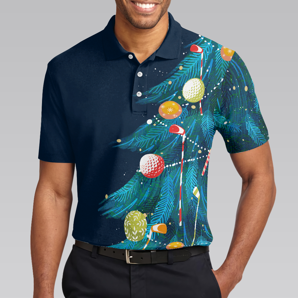 WW | Weihnachts Golf Polo Shirts - Herren Golf Polo Shirts Kurzarm - Weihnachtsbaum Muster Shirt Dry Fit - Weihnachts Shirt Geschenkidee für Männer