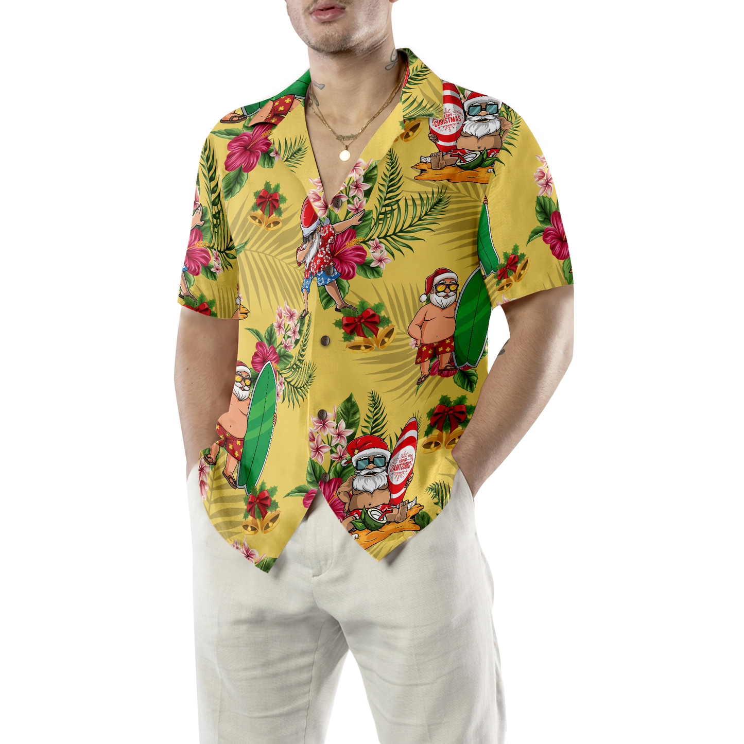 WW | Frohe Weihnachten Santa Claus Surfing Dab Hawaiian Shirt