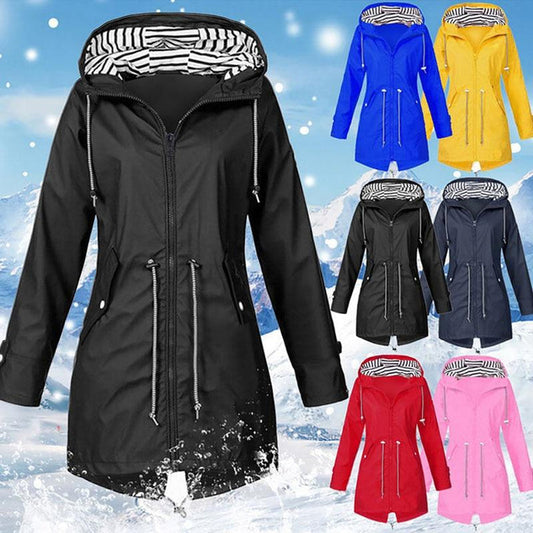 WW |  Stilvolle Wasserdichte Outdoor Regenjacke mit Kapuze für Damen - Klassischer Stil & Ideal für Outdoor-Aktivitäten