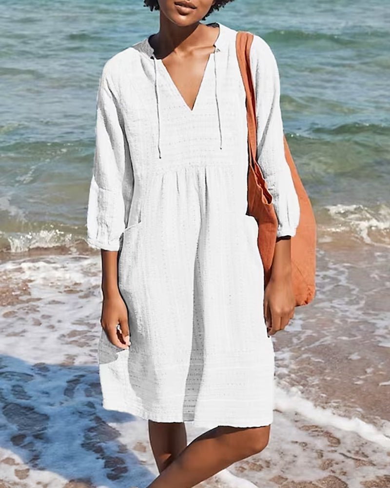 WW | Entspanntes Boho-Hemdkleid mit V-Ausschnitt für Damen