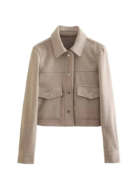WW | Women's cropped jacket – tailored fit – wool blend – button fastening – utility style