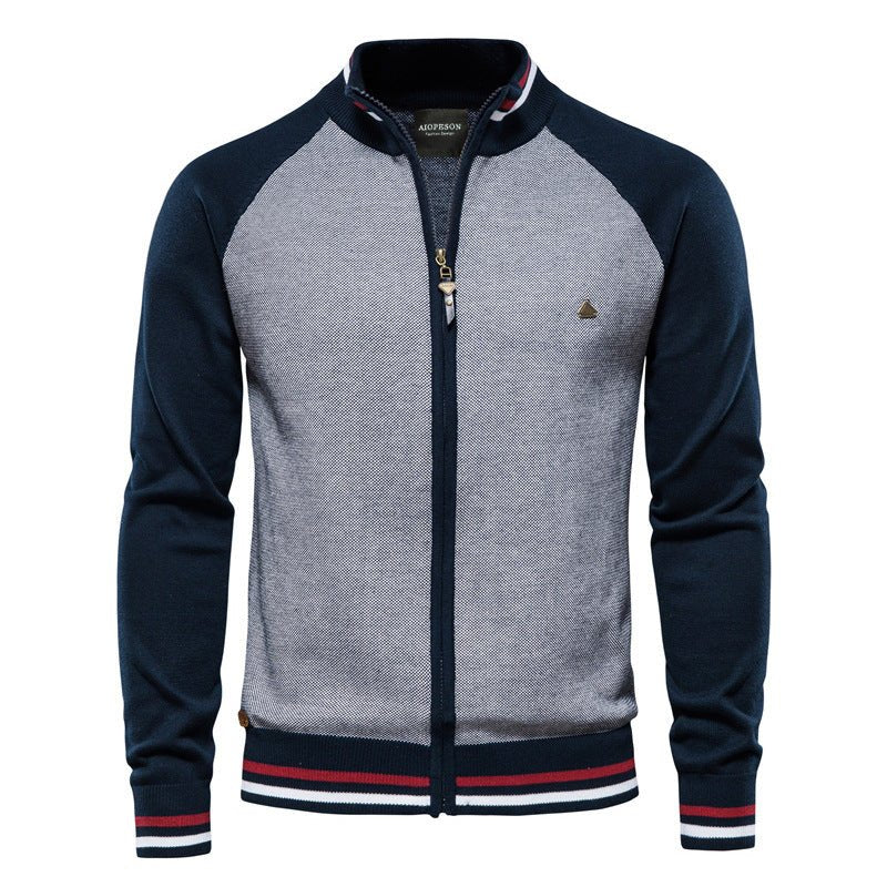 WW | Herren Strickjacke mit Reißverschluss - Farbblock
