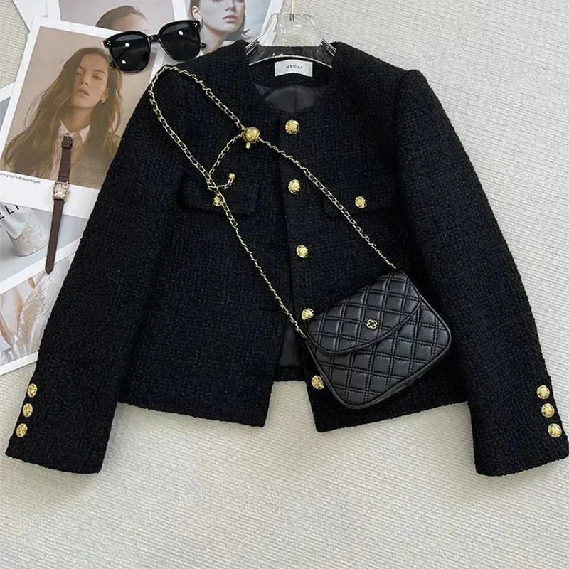 WW | Cropped Blazer with Buttons Round Neck