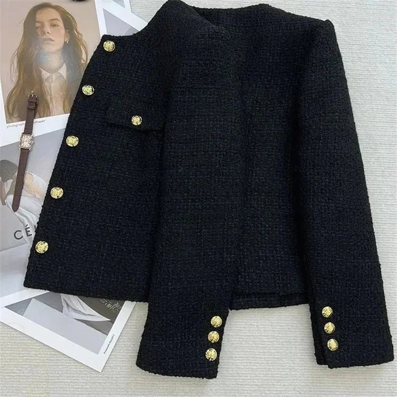 WW | Cropped Blazer with Buttons Round Neck