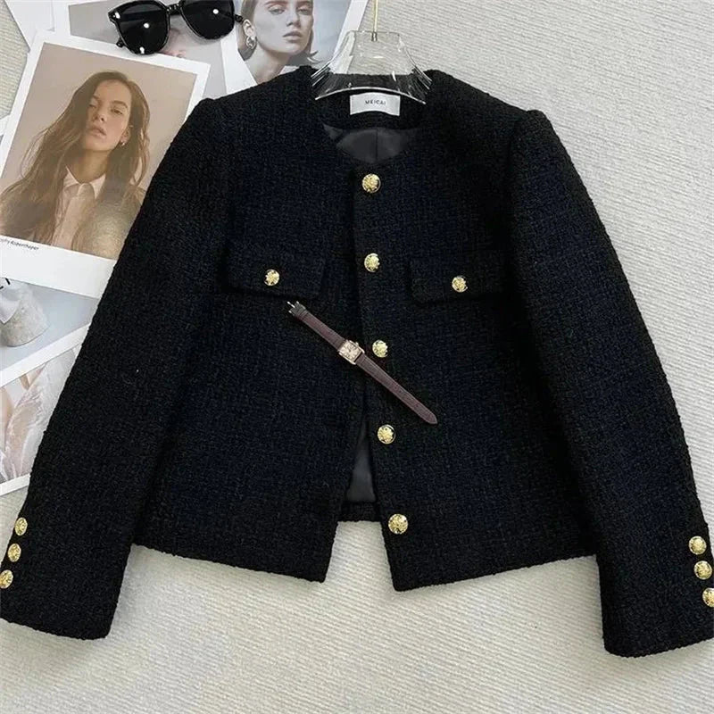 WW | Cropped Blazer with Buttons Round Neck