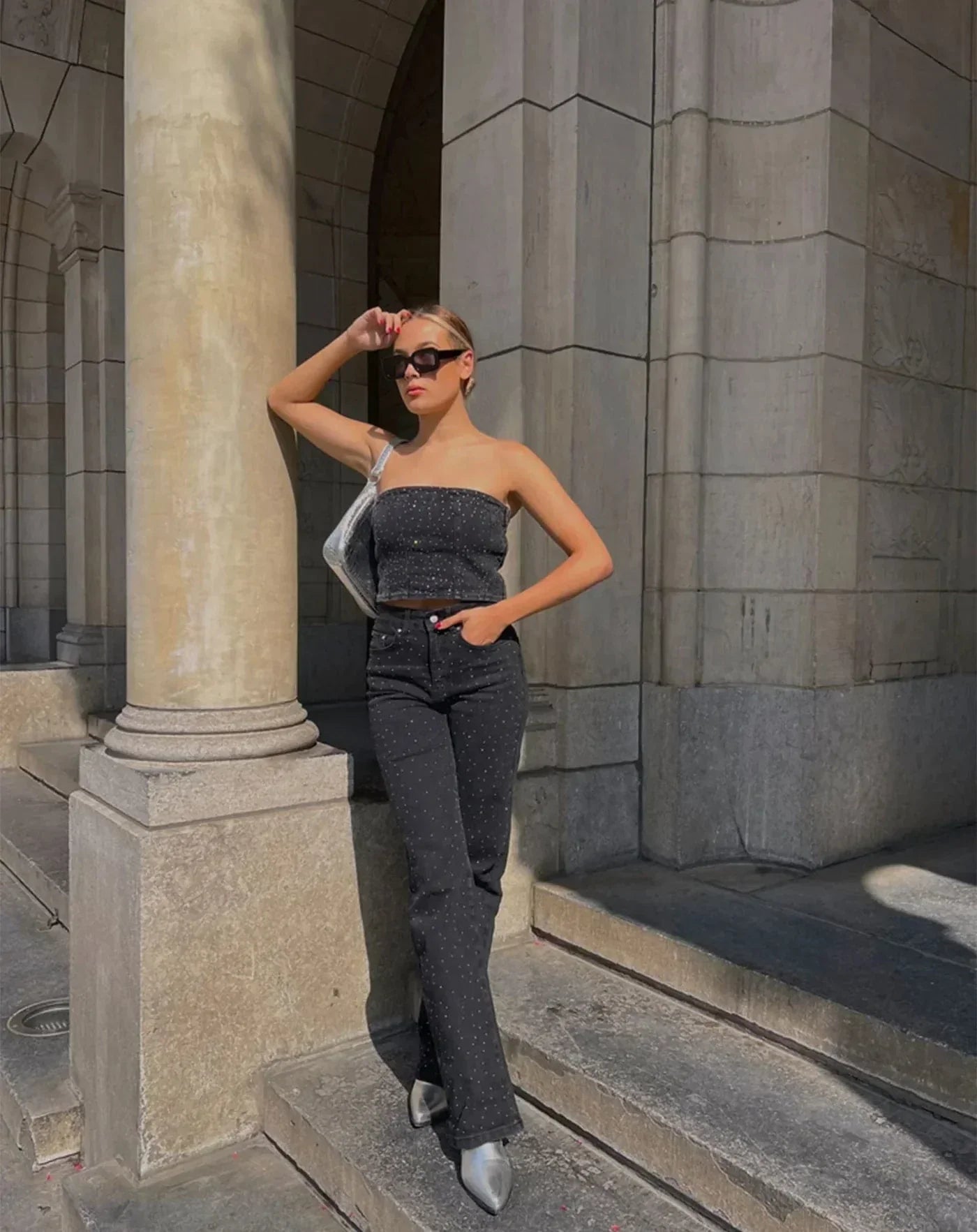 WW | Denim Sparkle Hose mit Glitzer