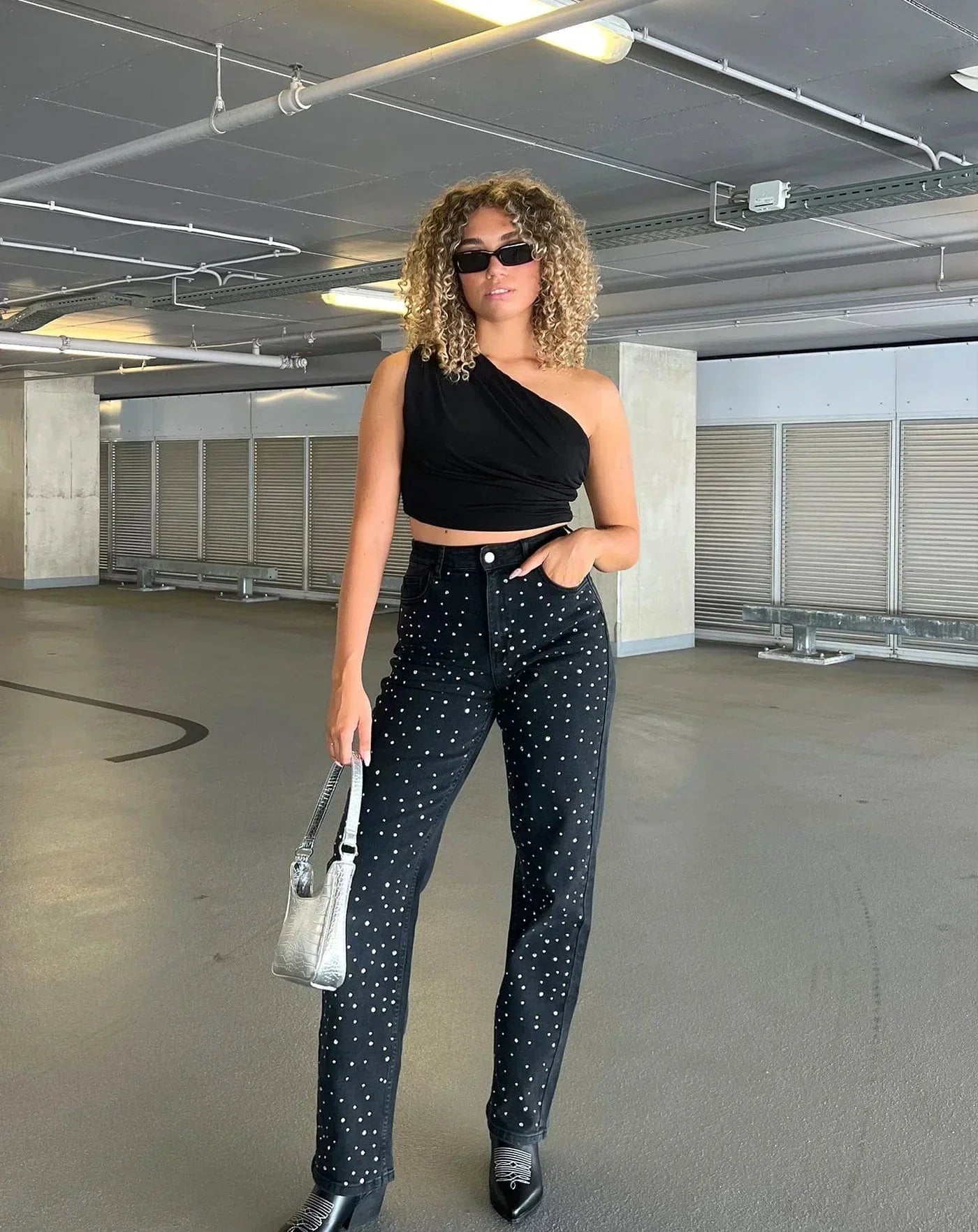 WW | Denim Sparkle Hose mit Glitzer