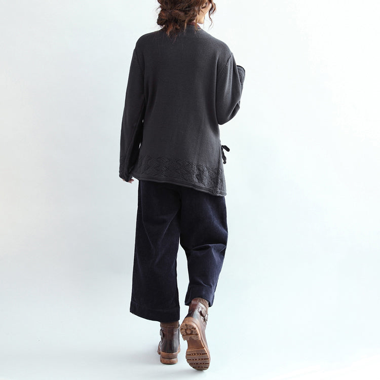 WW | vintage Baumwollpullover Cardigans Übergröße Saum Holed-Knit-Mäntel