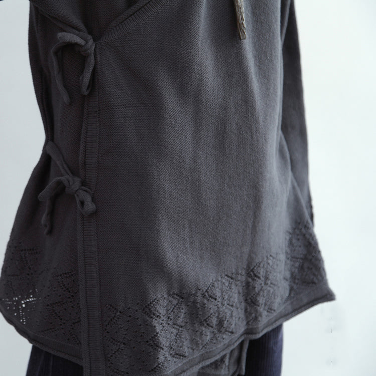 WW | Vintage Cotton Sweaters Cardigans Oversize Hem Holed-Knit Coats