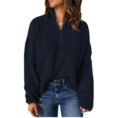 WW | Eleganter Damenpullover mit V-Ausschnitt und Polo-Kragen