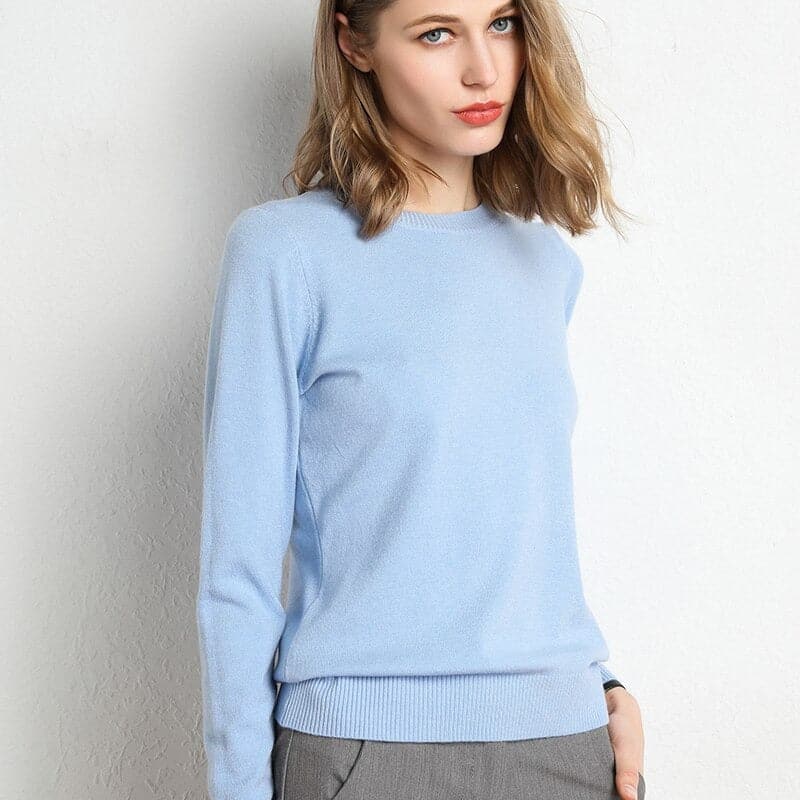 WW | Sweatshirt - Weiche Wollmischung - runder Ausschnitt - lange Ärmel - bequeme Passform