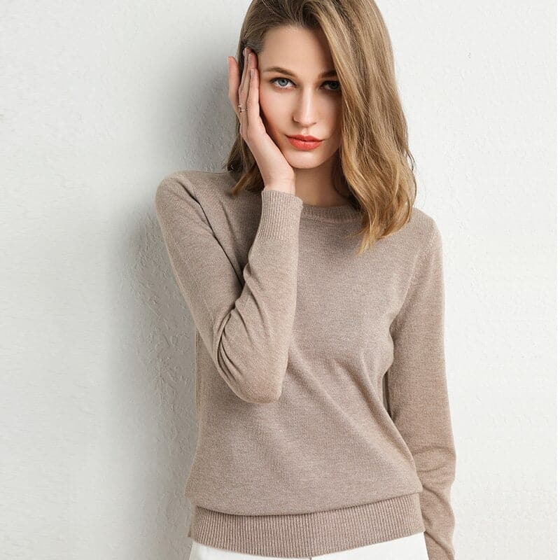 WW | Sweatshirt - Weiche Wollmischung - runder Ausschnitt - lange Ärmel - bequeme Passform