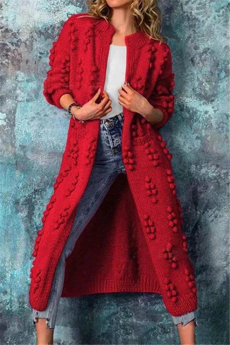 WW | Lange Strickjacke aus weichem und warmem Material mit Textur