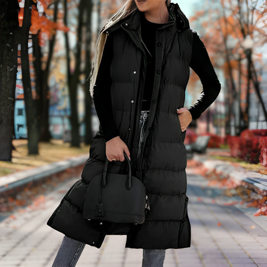 WW | Stylish Sleeveless Long Hooded