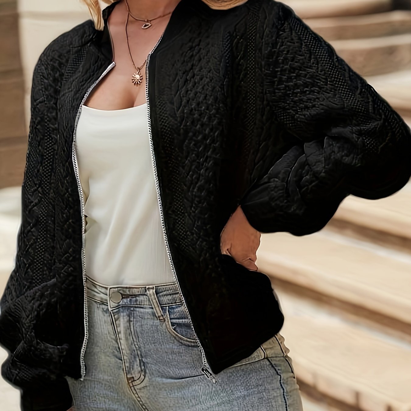 WW | Textured Bomber Jacket