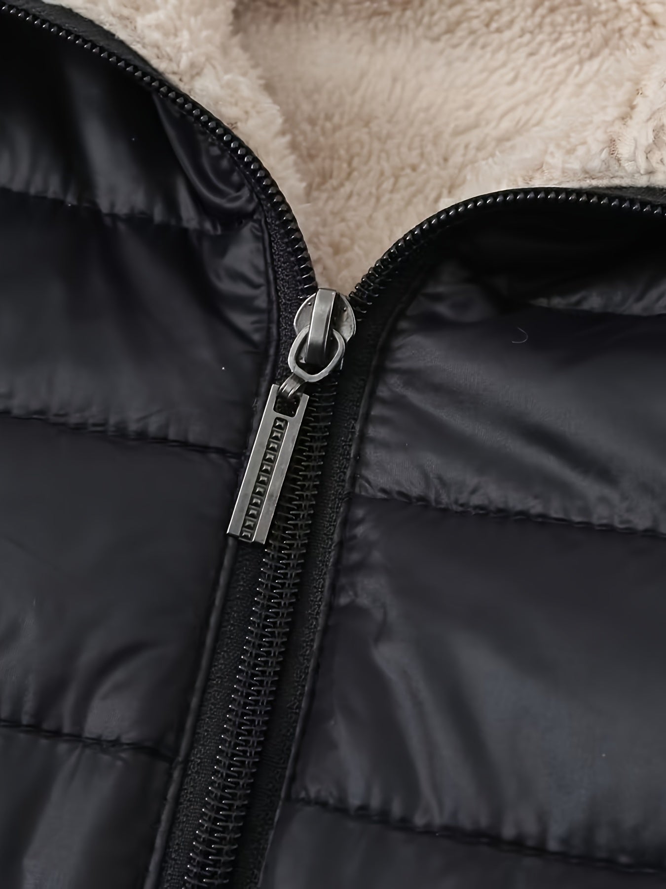 WW | Warm Puffer Jacket with Zip and Faux Fur Lining