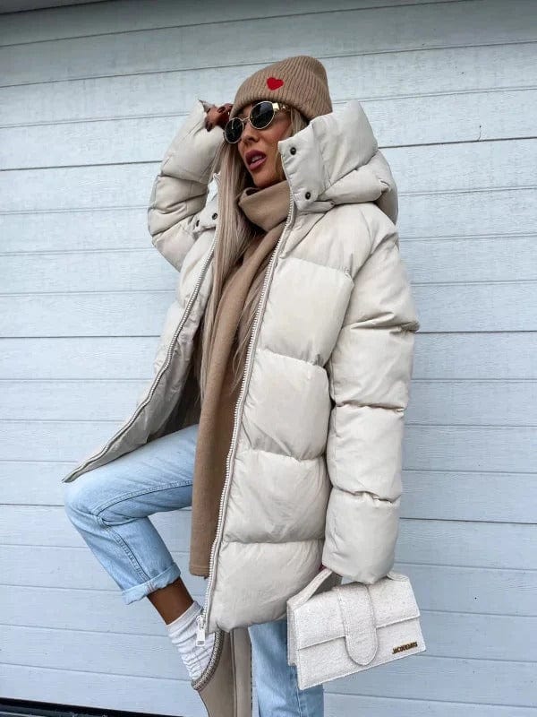 WW | Oversized Stand-Up Collar Puffer Jacket with Quilted Design