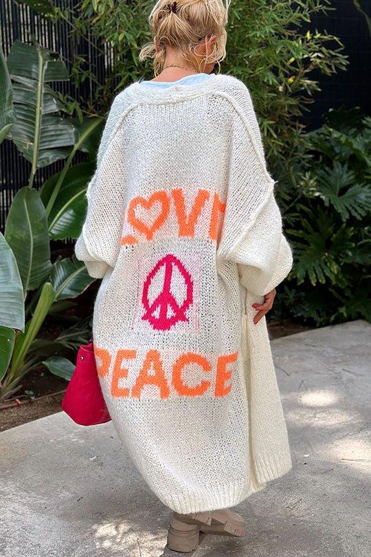 WW | Bequeme Oversized-Weste mit "Love & Peace"-Druck