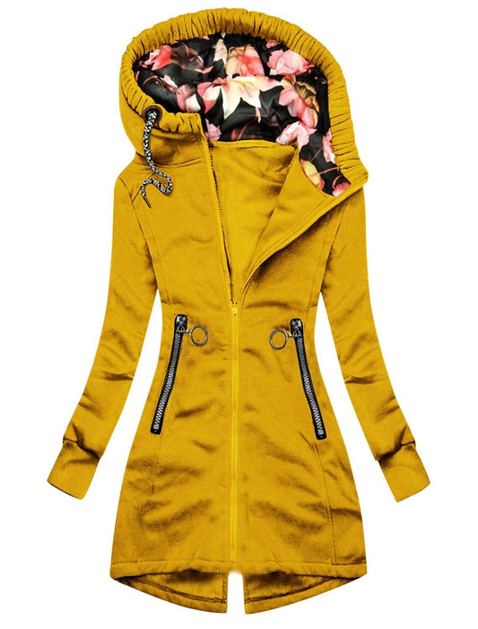 WW |  Outdoor Regenjacke mit Kapuze und Blumen für Damen - Perfekt für Outdoor-Aktivitäten