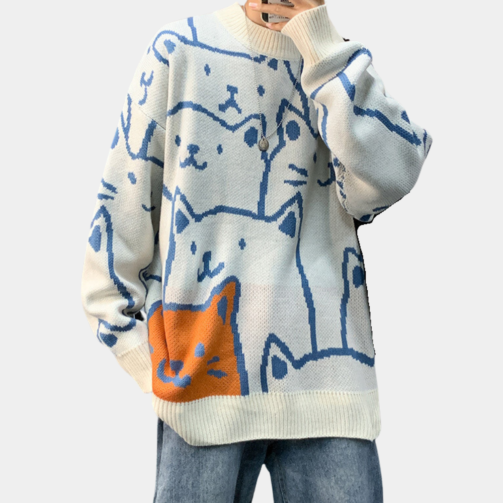 WW | Cat Print Hoodie for Men