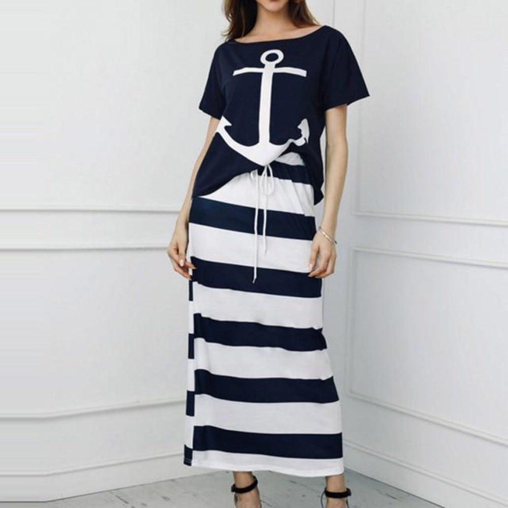 WW | Off Shoulder Top Und Rock Kleid Batwing Ärmel