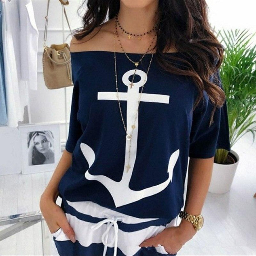WW | Off Shoulder Top Und Rock Kleid Batwing Ärmel