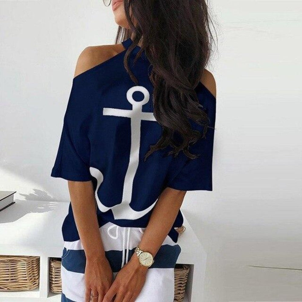 WW | Off Shoulder Top Und Rock Kleid Batwing Ärmel