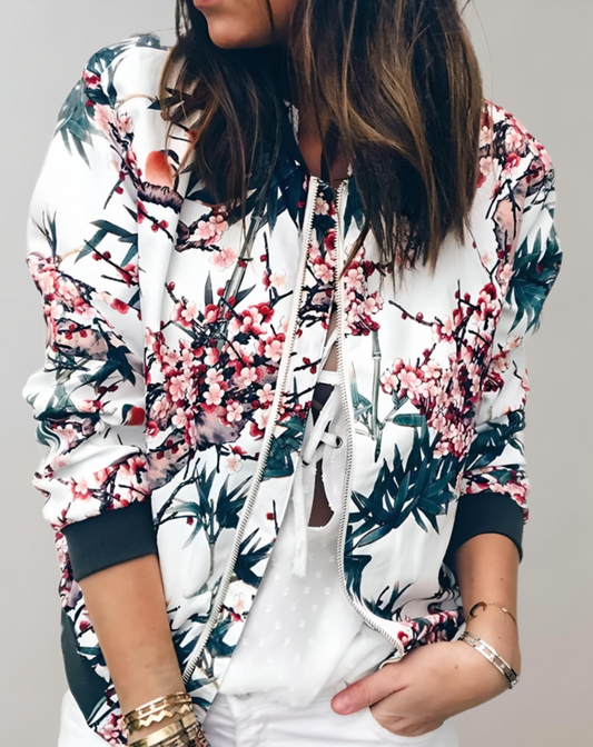 WW | Kurzarm-Damenjacke mit floralem Muster