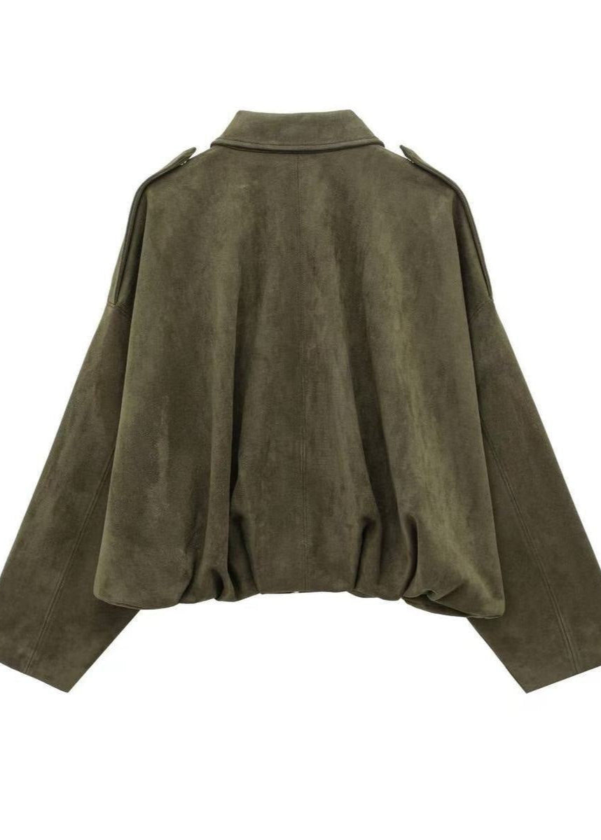 WW | Übergroße Wildleder Zip-Jacke