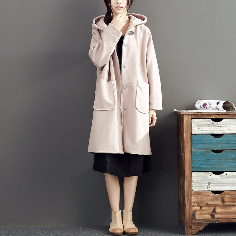 WW | Casual Long-Sleeved Long Outerwear Baggy Loose Hooded Solid Color Trench Coats