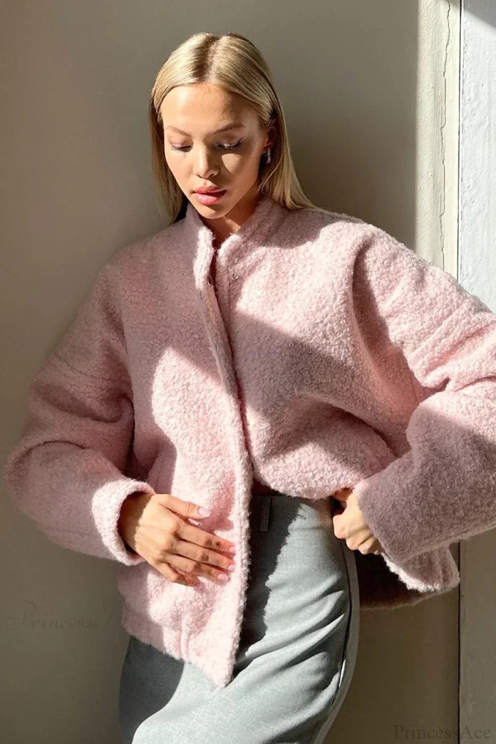 WW | Leisure Stand-Up Collar Fleece Jacket