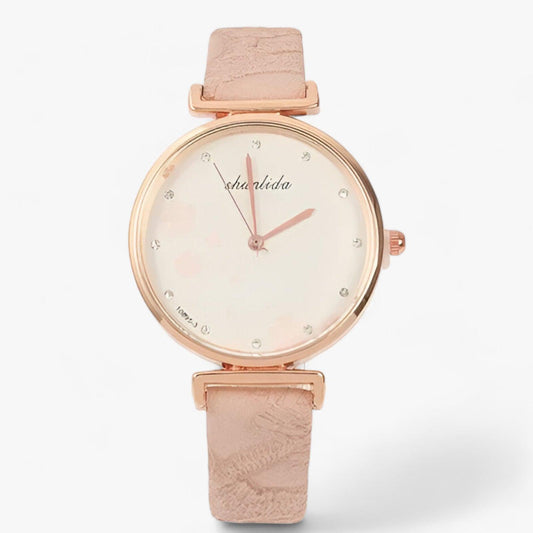 WW | Leather Bracelet Round Vintage Floral Watch For Women