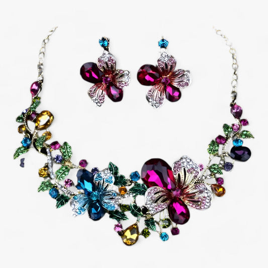 WW | Bridal Jewelry Flower Necklaces And Earrings