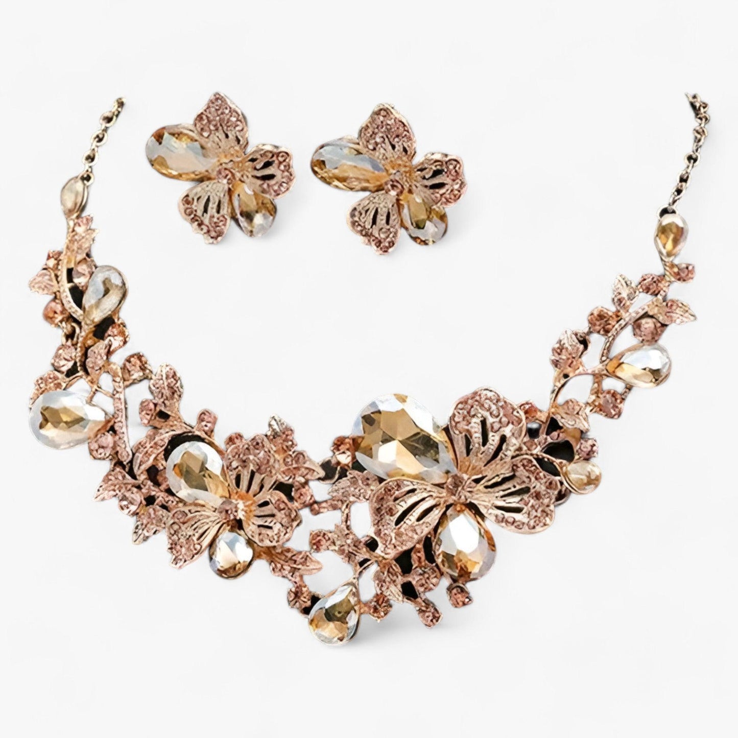 WW | Bridal Jewelry Flower Necklaces And Earrings