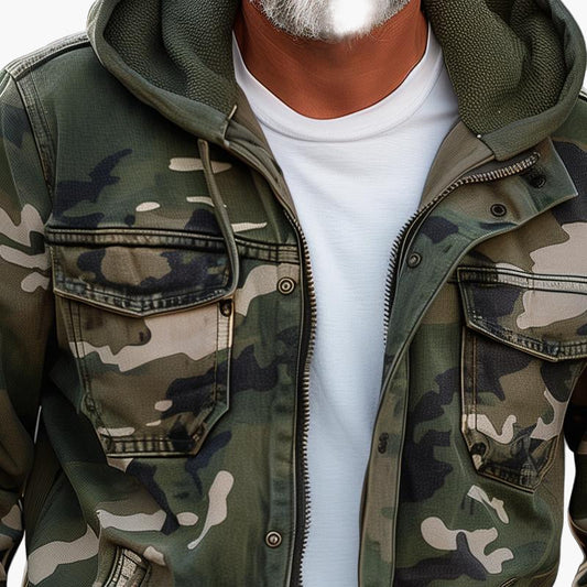 WW | Cargo-Jacke im Camouflage-Stil mit Kapuze - Modischer Outdoor- und Streetwear-Look