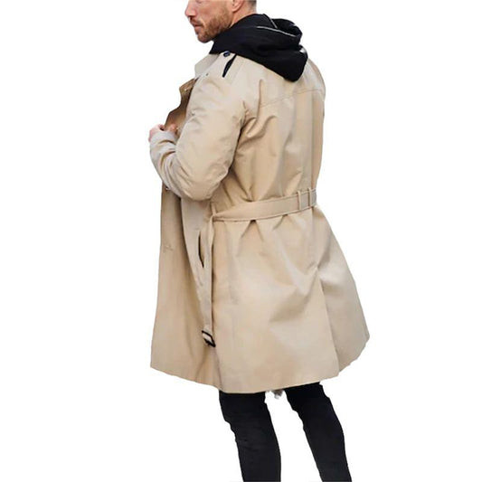 WW | Men's Long Winter Coat With Classic Belt Waist Design