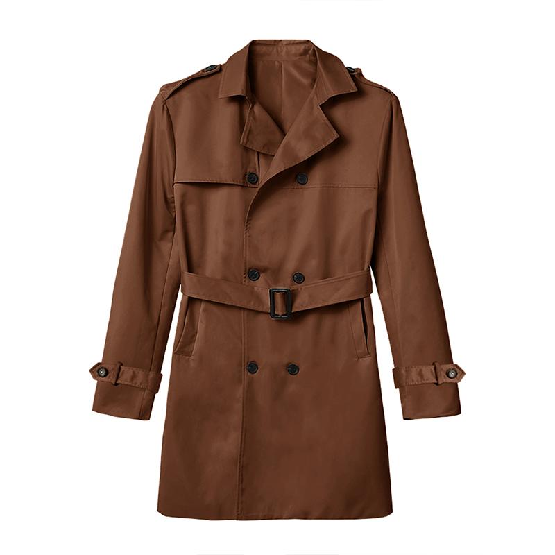 WW | Men's Long Winter Coat With Classic Belt Waist Design