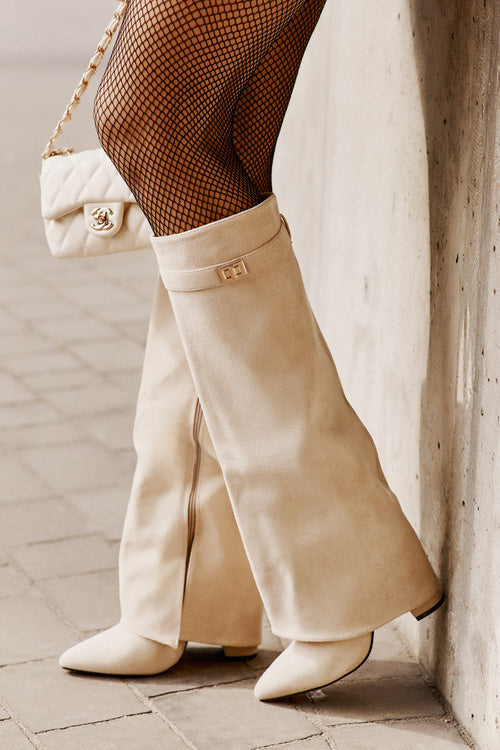 WW | Elegante Kniehoge Stiefel mit Riemchen