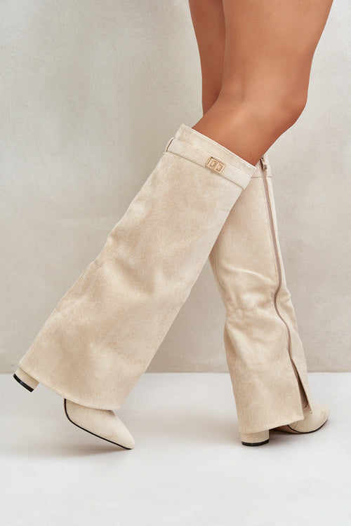 WW | Elegante Kniehoge Stiefel mit Riemchen