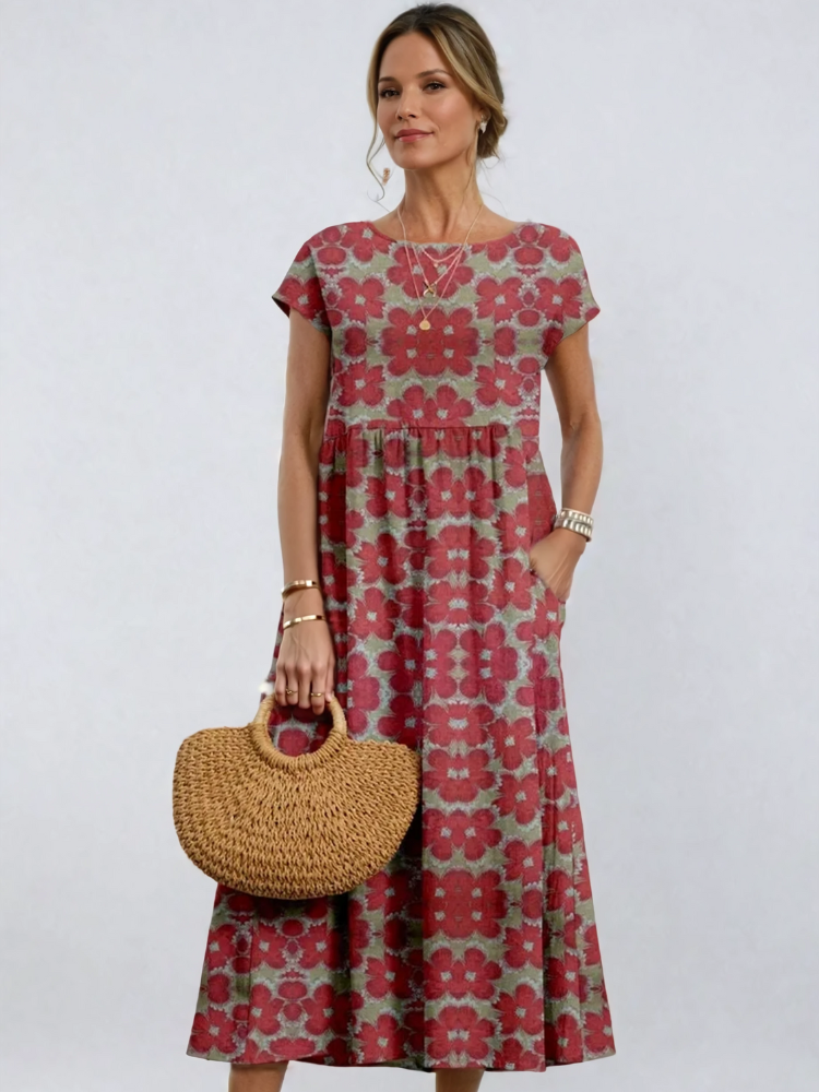 WINNIE | STILVOLLES MIDIKLEID MIT BLUMENMUSTER