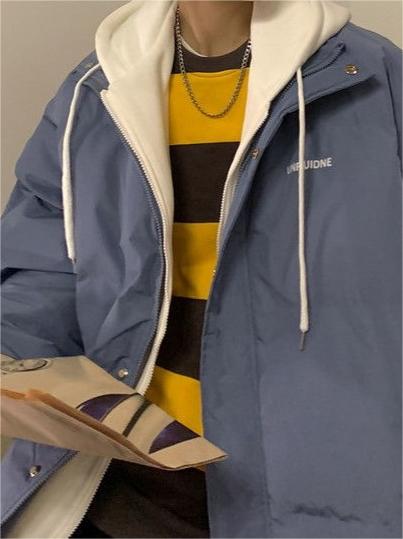 WW | Oversized Mock Zwei-Teile Pufferjacke mit Kapuze